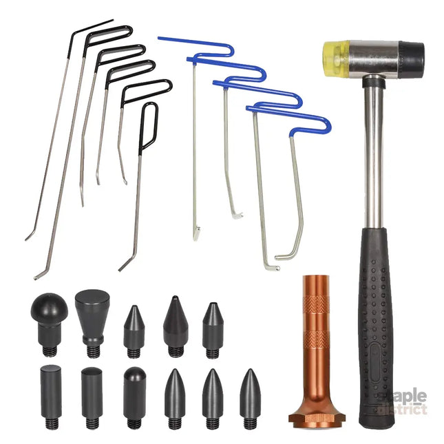 23pcs PDR Tools Push Rods Spring Stainless Steel Dent Repair Kit Dent Removal Rods Set for Car Minor Dents Remover