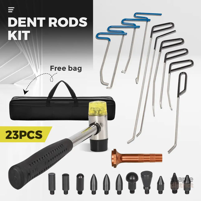 23pcs PDR Tools Push Rods Spring Stainless Steel Dent Repair Kit Dent Removal Rods Set for Car Minor Dents Remover