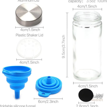 CARLA HOME 24 Glass Spice Jars with Lids Shaker Tops 180 Spice Labels White Pen & Funnel for Kitchen Organization Spice