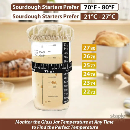 24oz Bread Fermentation Glass Jar Baking Supplies Airtight Container Dough - Home & Garden > Kitchenware > Food Storage