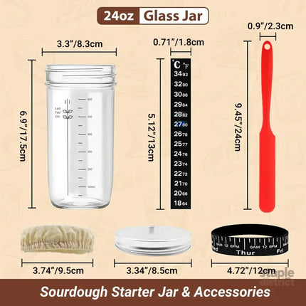 24oz Bread Fermentation Glass Jar Baking Supplies Airtight Container Dough - Home & Garden > Kitchenware > Food Storage