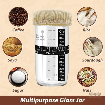 24oz Bread Fermentation Glass Jar Baking Supplies Airtight Container Dough - Home & Garden > Kitchenware > Food Storage