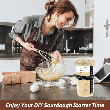 24oz Bread Fermentation Glass Jar Baking Supplies Airtight Container Dough - Home & Garden > Kitchenware > Food Storage