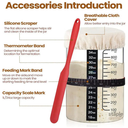 24oz Bread Fermentation Glass Jar Baking Supplies Airtight Container Dough - Home & Garden > Kitchenware > Food Storage