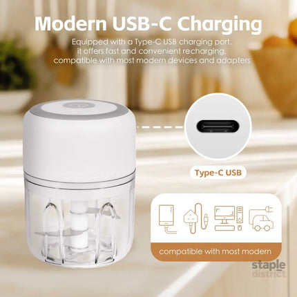 250ml Cordless USB Rechargeable Mini Food Chopper - Appliances > Kitchen Appliances > Food Mixers & Blenders
