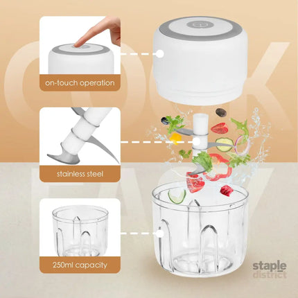 250ml Cordless USB Rechargeable Mini Food Chopper - Appliances > Kitchen Appliances > Food Mixers & Blenders