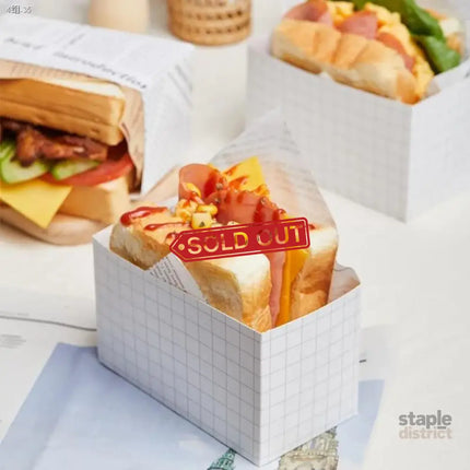 250PCS Sandwich Packaging Box Breakfast Hamburger Wrapping Box S Size - White - Commercial > Packaging > Postage