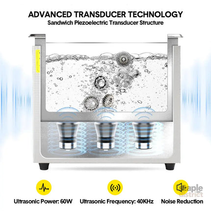 2L Ultrasonic Cleaner Lab-Grade Stainless Steel Ultrasonic Cleaning Machine Digital Heating Timer and Basket for Home