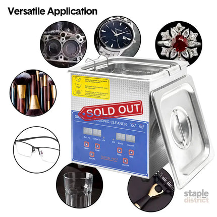 2L Ultrasonic Cleaner Lab-Grade Stainless Steel Ultrasonic Cleaning Machine Digital Heating Timer and Basket for Home