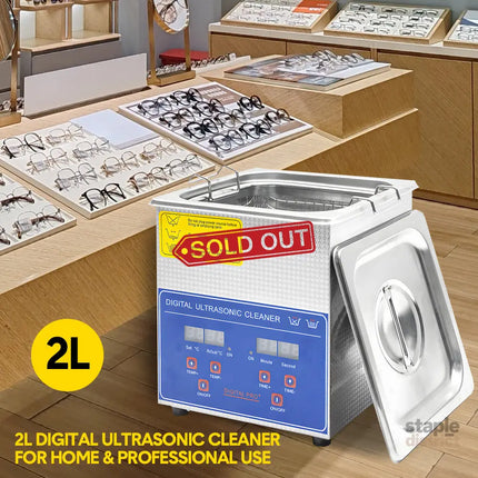 2L Ultrasonic Cleaner Lab-Grade Stainless Steel Ultrasonic Cleaning Machine Digital Heating Timer and Basket for Home