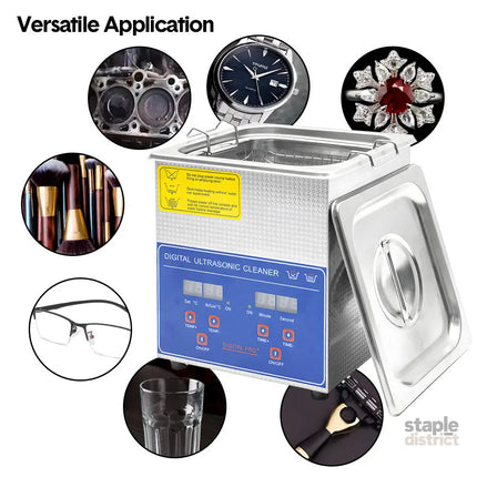 2L Ultrasonic Cleaner Lab-Grade Stainless Steel Ultrasonic Cleaning Machine Digital Heating Timer and Basket for Home