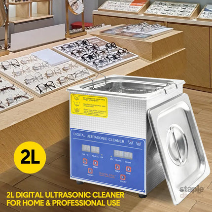 2L Ultrasonic Cleaner Lab-Grade Stainless Steel Ultrasonic Cleaning Machine Digital Heating Timer and Basket for Home