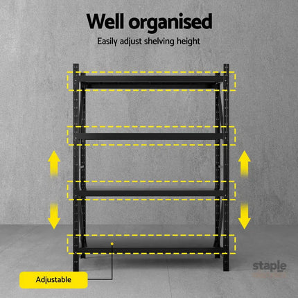2Mx1.5M Giantz Garage Shelving Warehouse Rack Black - Tools > Tools Storage > Wall Storage Racks