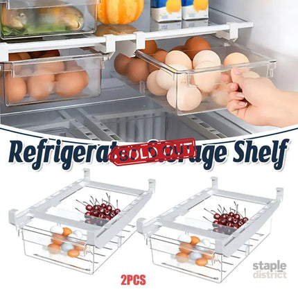 2PCS Adjustable Fridge Drawer Storage Box Under Shelf Refrigerator Organizer - Appliances > Fridges & Freezers > Fridges
