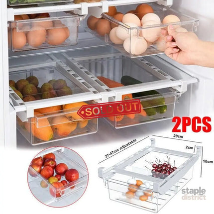 2PCS Adjustable Fridge Drawer Storage Box Under Shelf Refrigerator Organizer - Appliances > Fridges & Freezers > Fridges