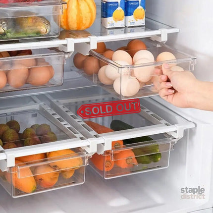 2PCS Adjustable Fridge Drawer Storage Box Under Shelf Refrigerator Organizer - Appliances > Fridges & Freezers > Fridges
