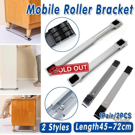 2pcs Adjustable Refrigerator Washing Machine Base Stand Movable Support Shelf - Grooved - Appliances > Washers Dryers &