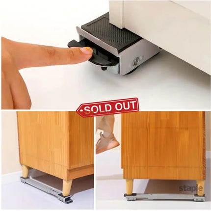 2pcs Adjustable Refrigerator Washing Machine Base Stand Movable Support Shelf - Grooved - Appliances > Washers Dryers &