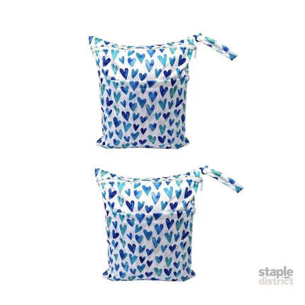 2PCS Cartoon Printed Diaper Bag Double Zipper Washable Storage Organizer - Blue Heart - Baby & Kids > Kid’s Furniture >