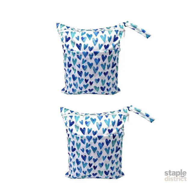 2PCS Cartoon Printed Diaper Bag Double Zipper Washable Storage Organizer - Blue Heart - Baby & Kids > Kid’s Furniture >