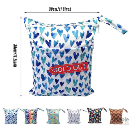 2PCS Cartoon Printed Diaper Bag Double Zipper Washable Storage Organizer - Colour Heart - Baby & Kids > Kid’s Furniture