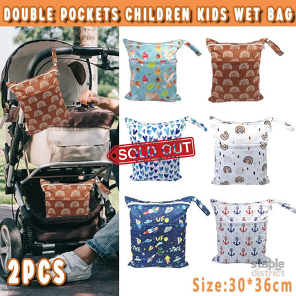 2PCS Cartoon Printed Diaper Bag Double Zipper Washable Storage Organizer - Fox Cone - Baby & Kids > Kid’s Furniture >