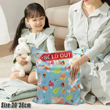 2PCS Cartoon Printed Diaper Bag Double Zipper Washable Storage Organizer - Fox Cone - Baby & Kids > Kid’s Furniture >