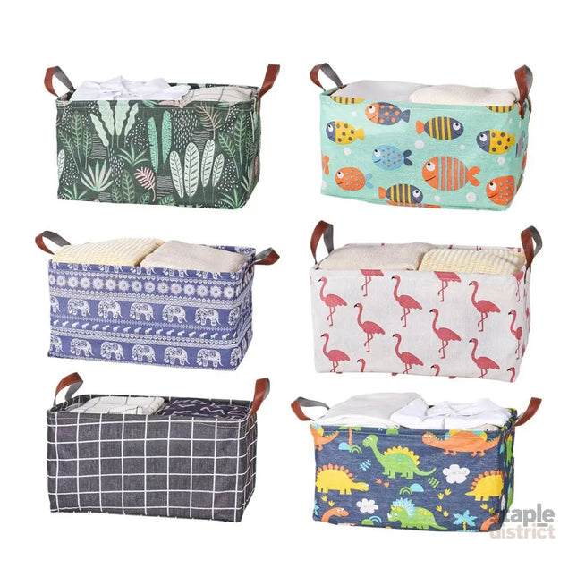 2pcs Foldable Cotton Linen Storage Baskets Home Organizer Box Office Supplies - Dinosaur - Baby & Kids > Kid’s