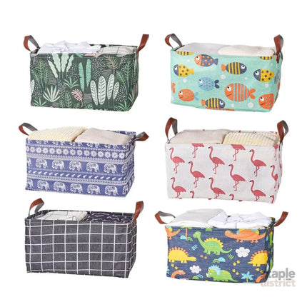 2pcs Foldable Cotton Linen Storage Baskets Home Organizer Box Office Supplies - Fish - Baby & Kids > Kid’s Furniture >