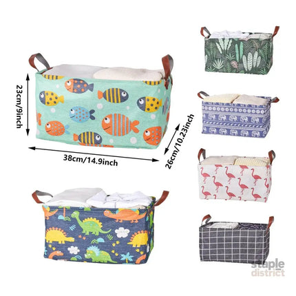 2pcs Foldable Cotton Linen Storage Baskets Home Organizer Box Office Supplies - Haig - Baby & Kids > Kid’s Furniture >