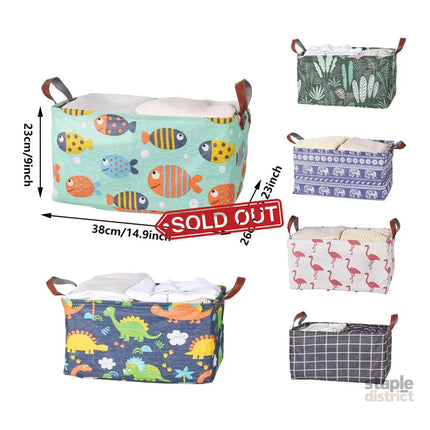 2pcs Foldable Cotton Linen Storage Baskets Home Organizer Box Office Supplies - Little Elephant - Baby & Kids > Kid’s