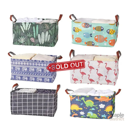 2pcs Foldable Cotton Linen Storage Baskets Home Organizer Box Office Supplies - Little Elephant - Baby & Kids > Kid’s