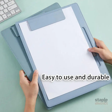 2pcs Leather Clipboard Conference File Holder Hotel Menu Pad Durable Board Clip - Black - Commercial > Commercial