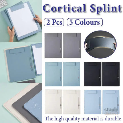 2pcs Leather Clipboard Conference File Holder Hotel Menu Pad Durable Board Clip - Black - Commercial > Commercial