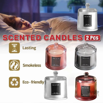2Pcs Smokeless Glass Aromatherapy Candles Scented Gift Set for Relaxation - Freesia - Appliances > Aroma Diffusers &