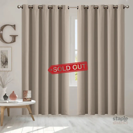 2x Blockout Curtains Panels 3 Layers Beige-2018816697192026118