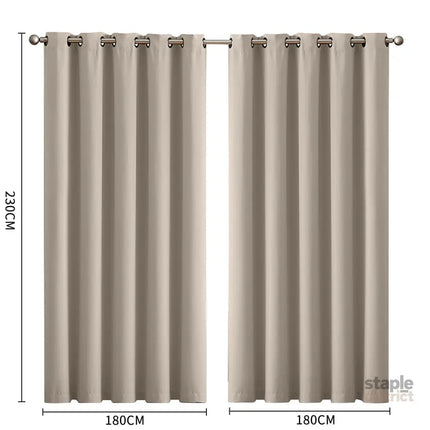2x Blockout Curtains Panels 3 Layers Beige-2018816697192026114