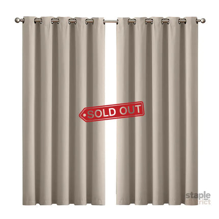 2x Blockout Curtains Panels 3 Layers Beige-2018816697192026112