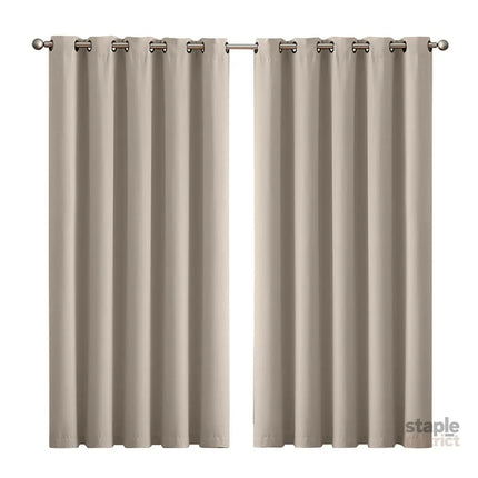 2x Blockout Curtains Panels 3 Layers Beige-2018816697192026112