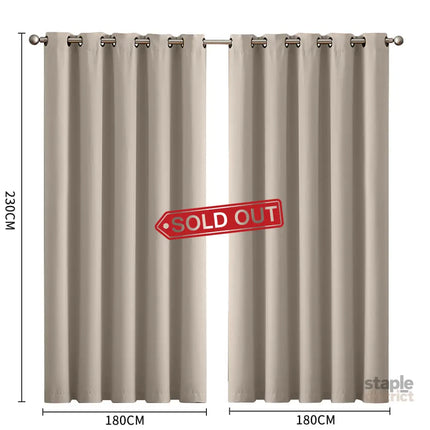 2x Blockout Curtains Panels 3 Layers Beige-2018816697192026114