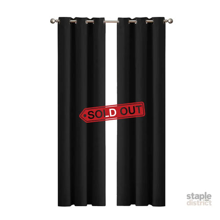 2x Blockout Curtains Panels 3 Layers Black-2029387283551096832