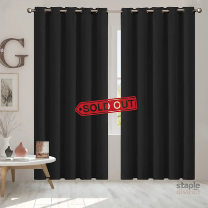 2x Blockout Curtains Panels 3 Layers Black-2029387284071190534