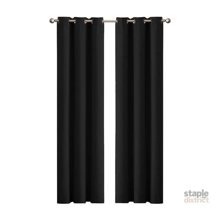 2x Blockout Curtains Panels 3 Layers Black-2018816668368769024