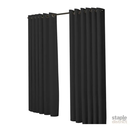 2x Blockout Curtains Panels 3 Layers Black-2029387284603867137