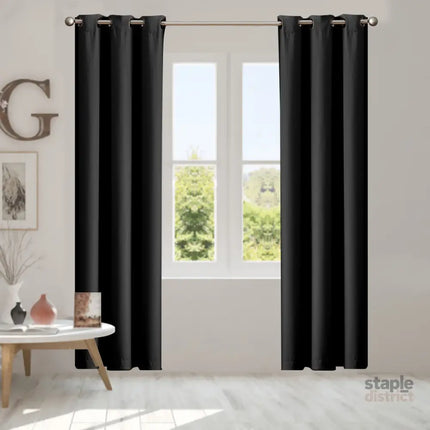 2x Blockout Curtains Panels 3 Layers Black-2018816668368769031