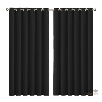 2x Blockout Curtains Panels 3 Layers Black-2029387284603867136
