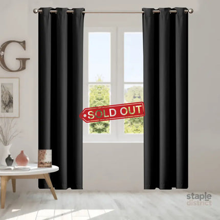2x Blockout Curtains Panels 3 Layers Black-2029387283551096839
