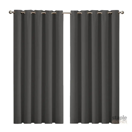2x Blockout Curtains Panels 3 Layers Charcoal-2029387284243156992