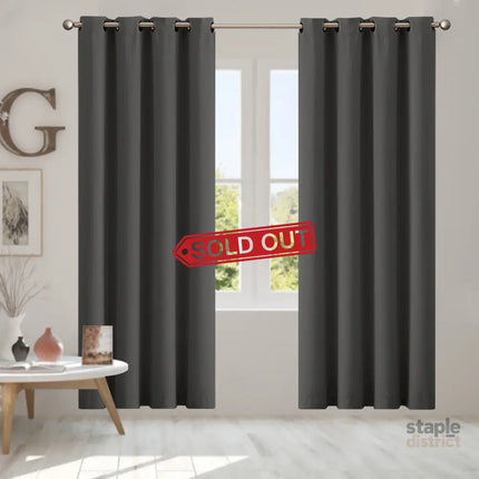 2x Blockout Curtains Panels 3 Layers Charcoal-2029387283727257606