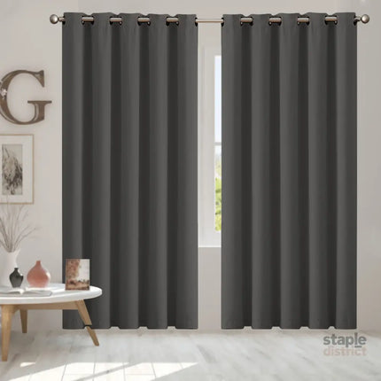 2x Blockout Curtains Panels 3 Layers Charcoal-2029387284243156998